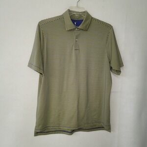 Fairway & Greene Polo Shirt Mens Medium Blue Yellow‎ Striped Performance Golf